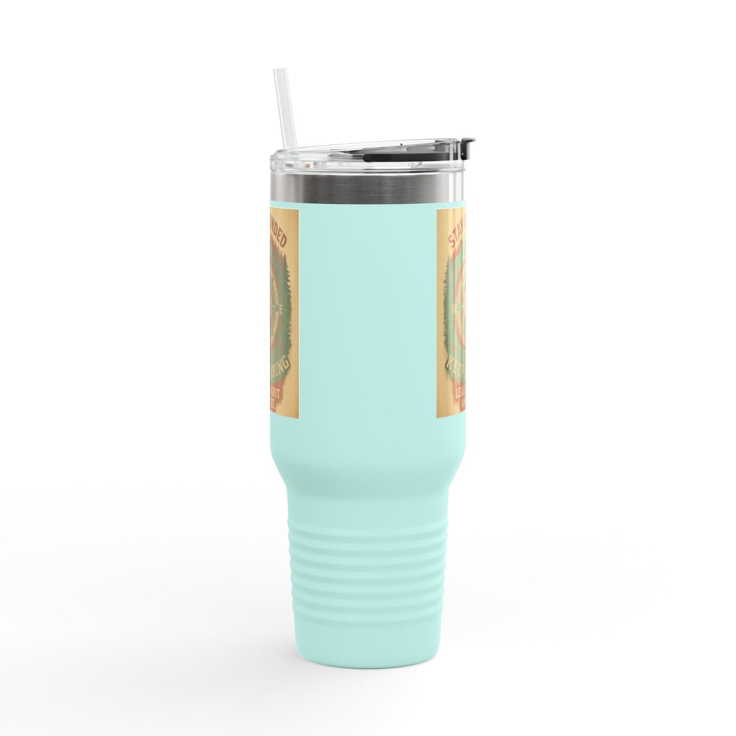 40oz Stay Grounded Travel Mug with insulated stainless steel design, ergonomic handle, and leak-proof lid.