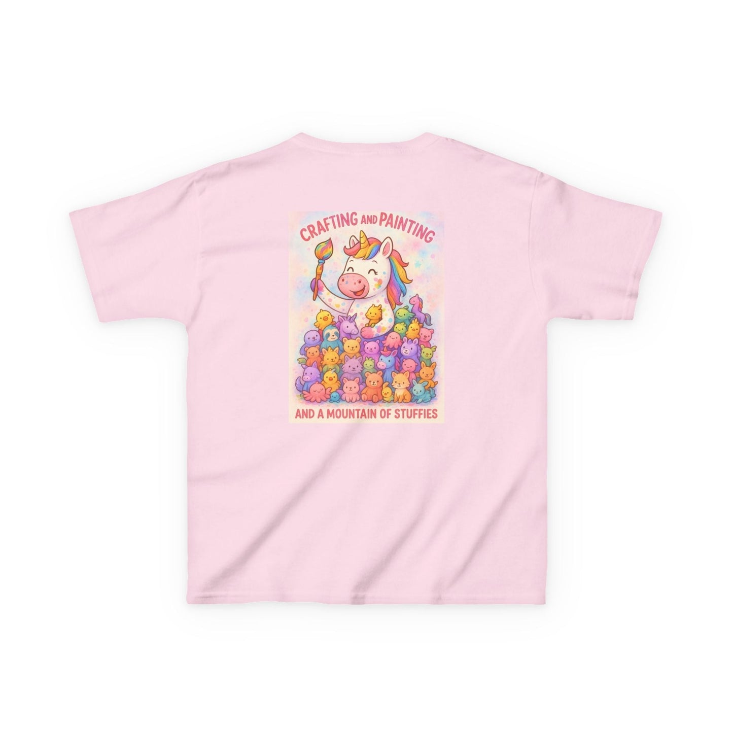 Pink Adorable Kids Animal T-Shirt with colorful animal graphics, perfect for creative children.