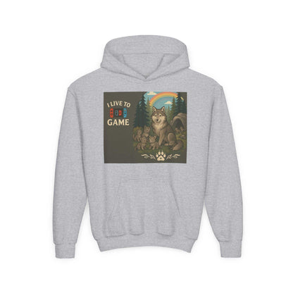 Youth Wildlife Hoodie with nature graphics and inspirational quote.