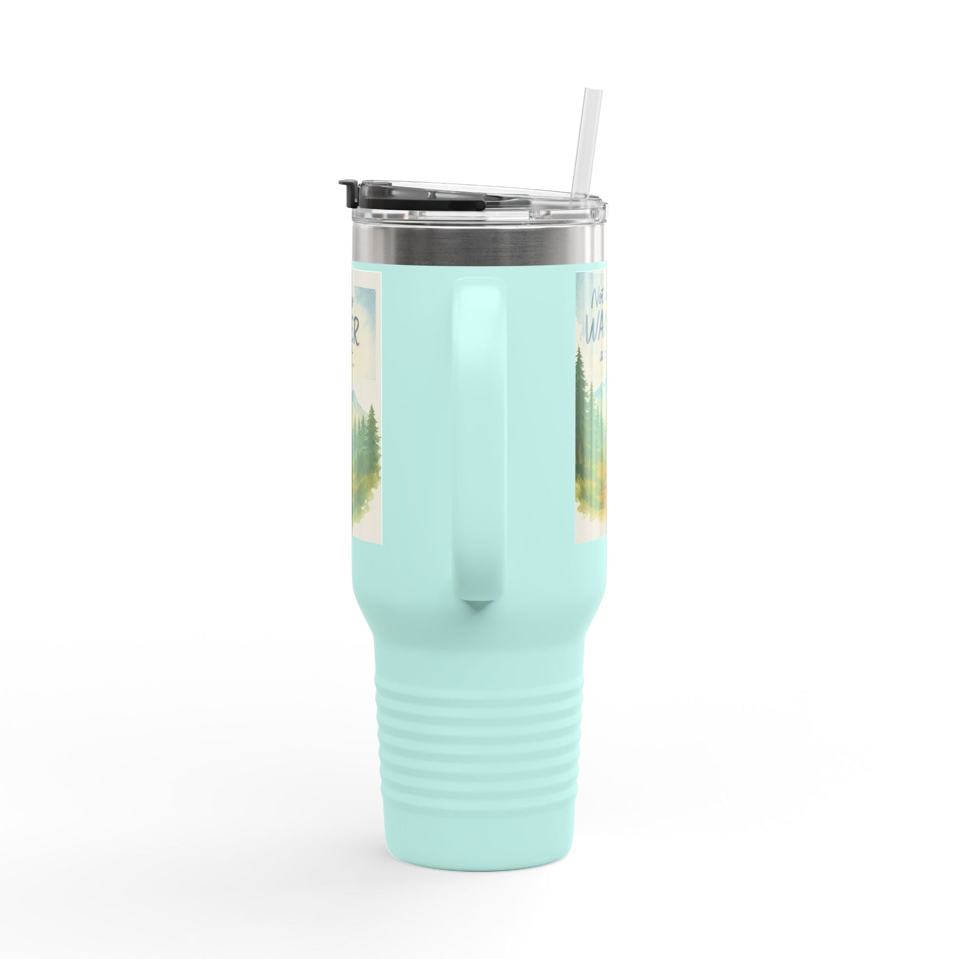 Montana 40oz Adventure Mug with ergonomic handle and spill-resistant lid, ideal for nature explorers.