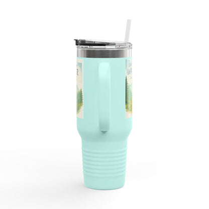 Montana 40oz Adventure Mug with ergonomic handle and spill-resistant lid, ideal for nature explorers.