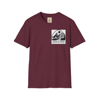 Welding Gift T-Shirt featuring "Strength Forged in Fire" graphic, ideal for welders and metalworkers.