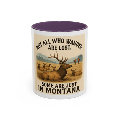 Montana Adventure Mug with elk design and quote.