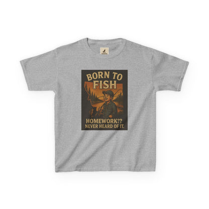 Kids Fishing T-Shirt – Funny Born to Fish, Skip Homework Design