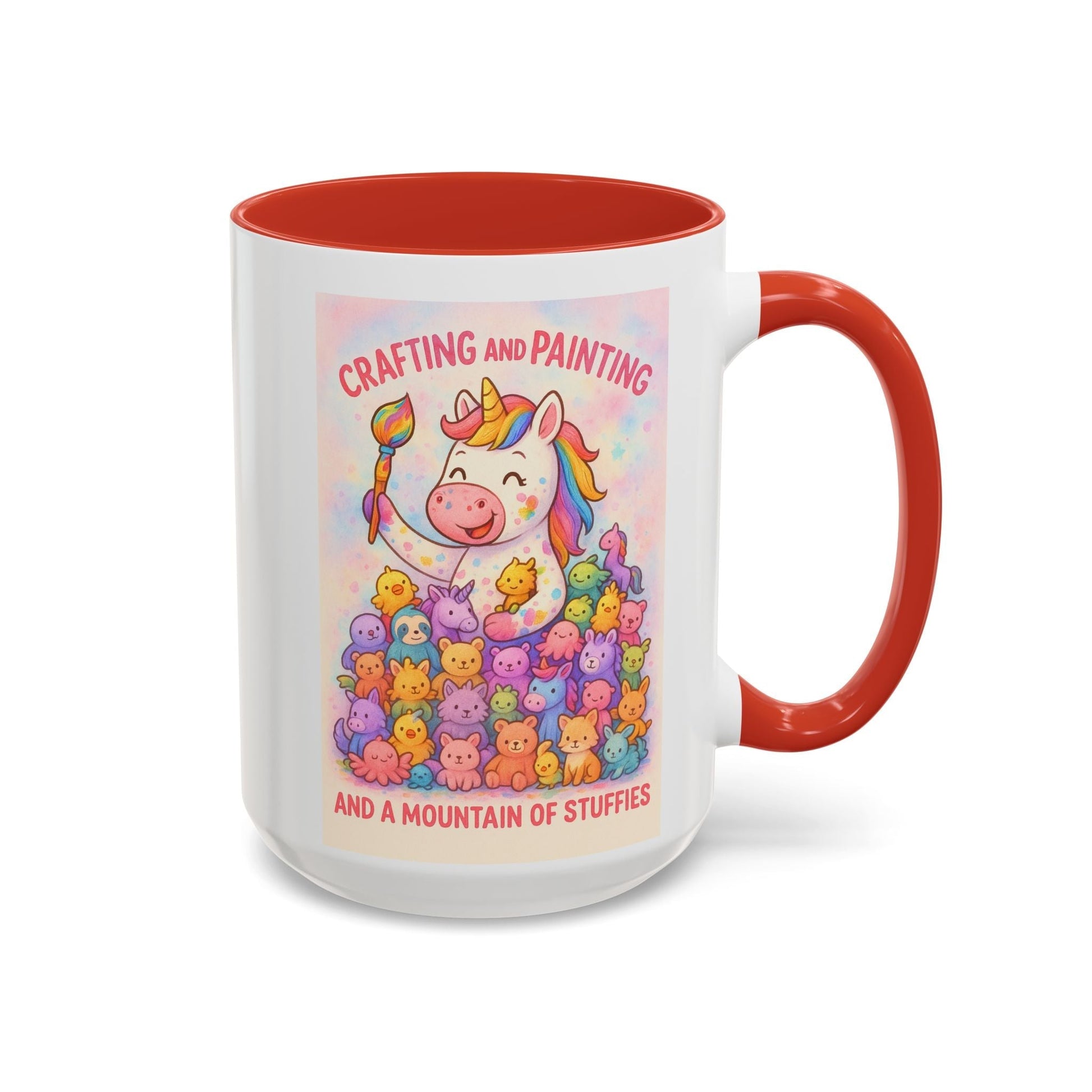 Whimsical Cat Mug featuring playful cat and unicorn design, perfect gift for creatives and animal lovers.