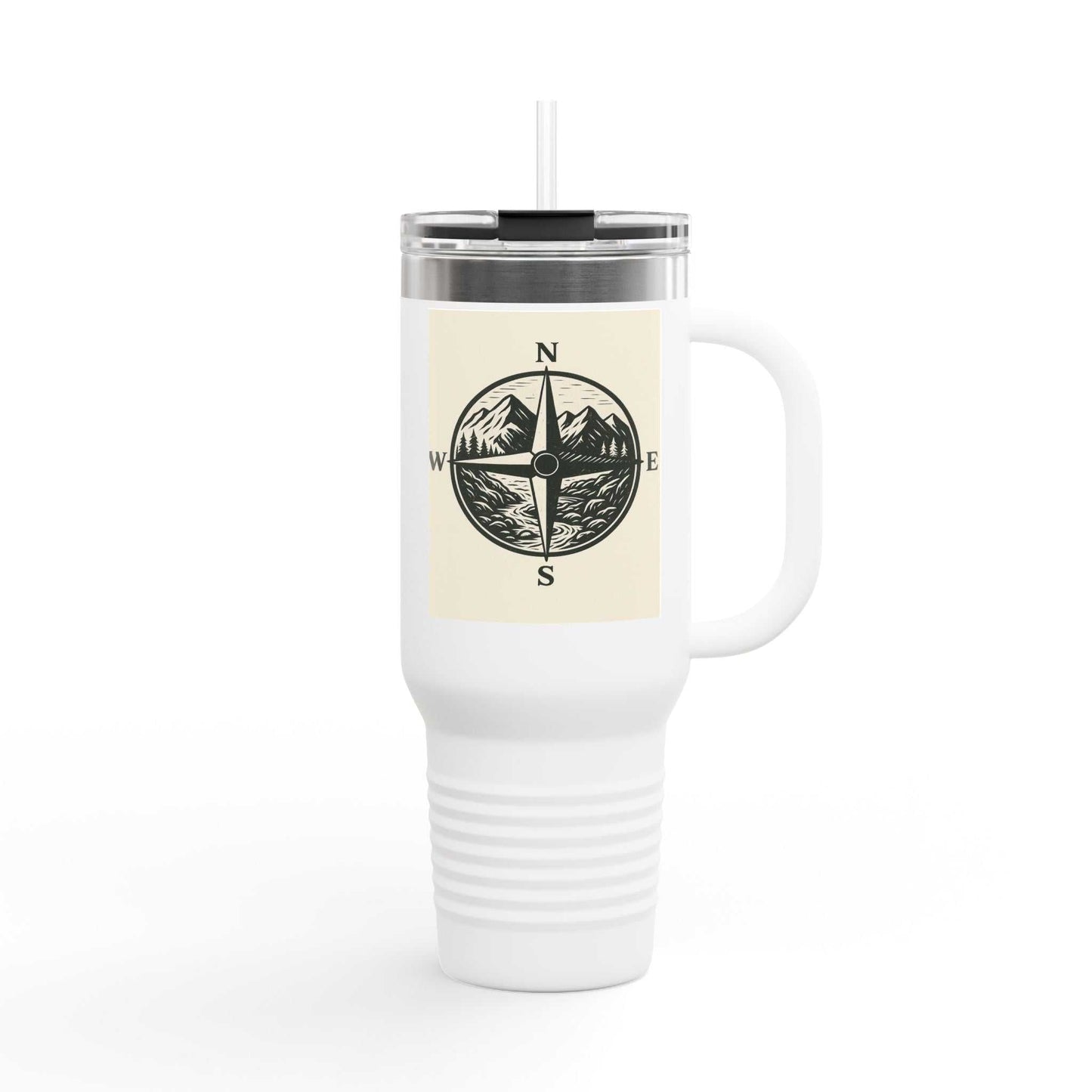 40oz Montana Compass Travel Mug with compass design, insulated for outdoor adventures.