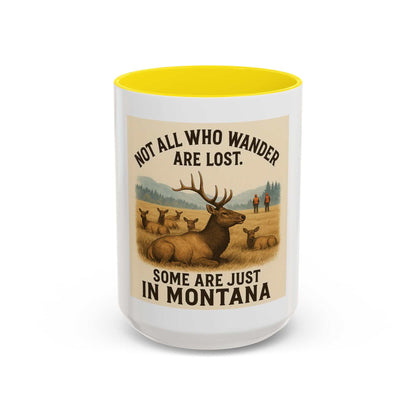Montana Adventure Mug with rustic elk design and vibrant nature-inspired colors.