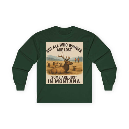 Montana Wanderlust Long Sleeve Tee with vintage design for adventure lovers.