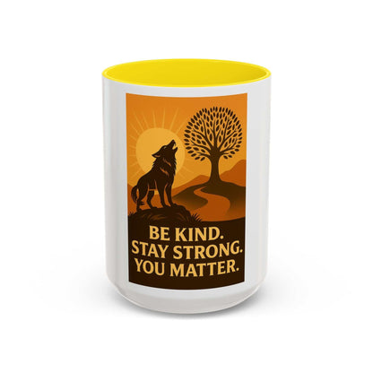 Inspirational Wolf Coffee Mug with motivational design; durable ceramic available in 11oz & 15oz.