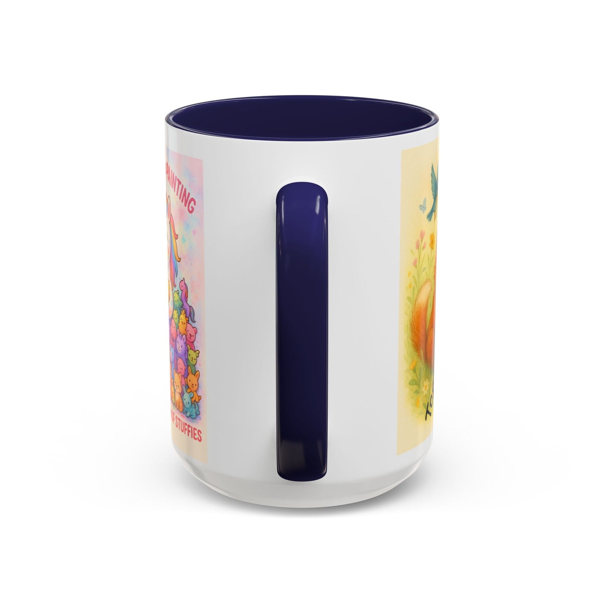Whimsical Cat Mug with playful cat and unicorn design, ideal gift for animal lovers and creatives.
