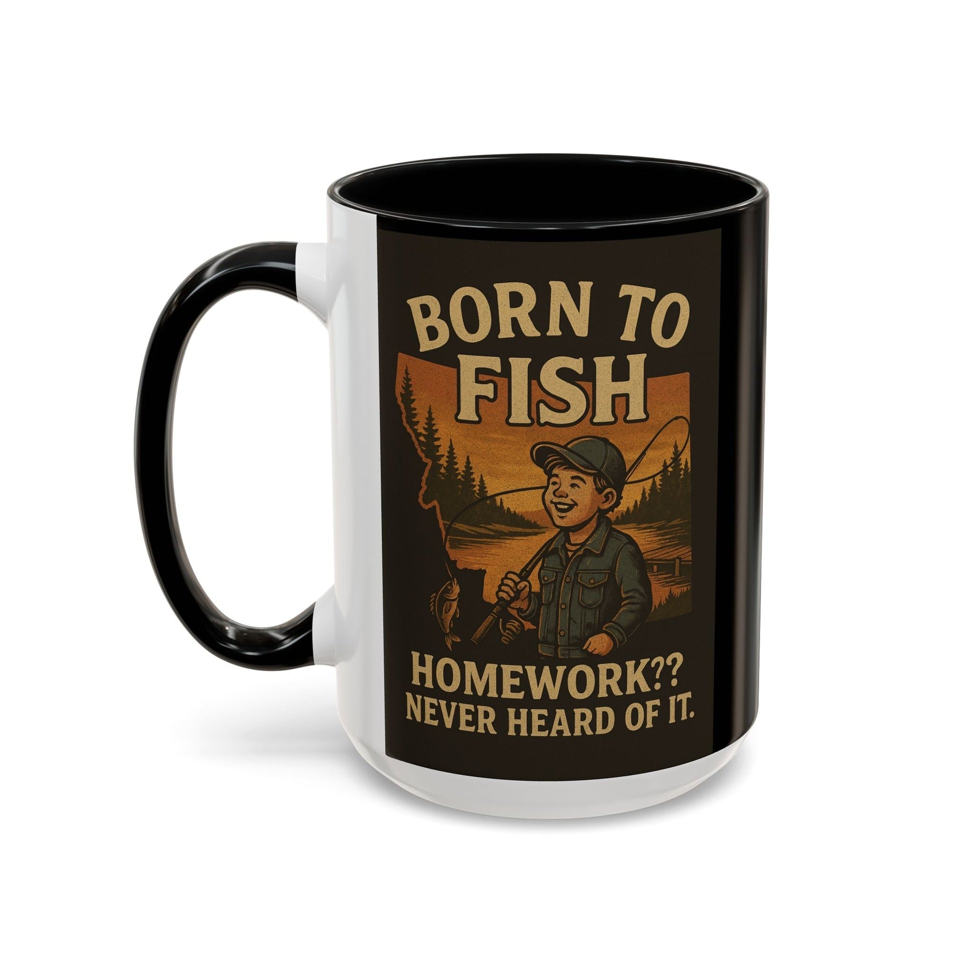 Retro Fishing Mug – Funny Coffee Cup Gift for Anglers & Campers