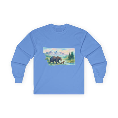 Montana Bear Long Sleeve Tee – Scenic Nature Shirt for Trail Lovers