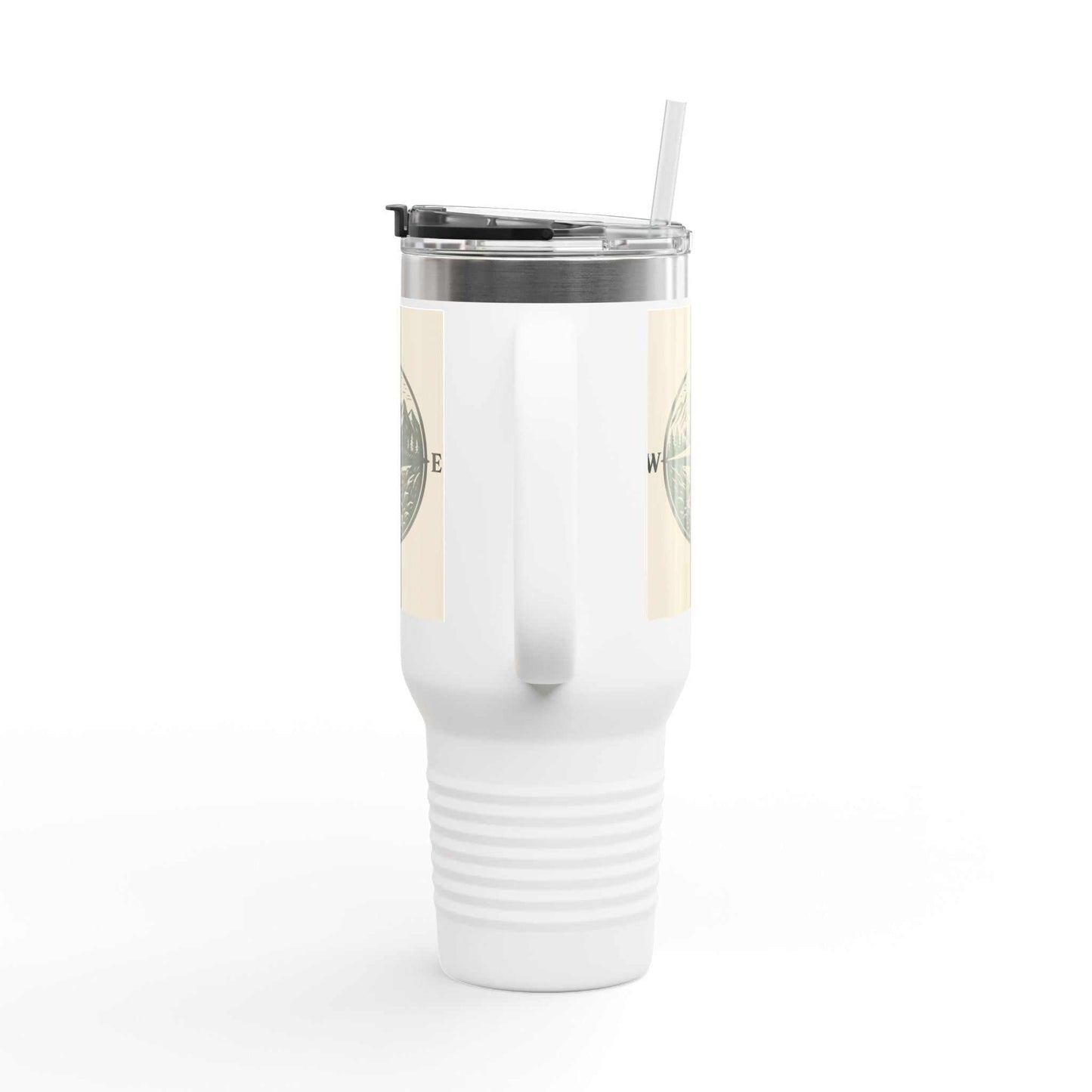 40oz Montana Compass Travel Mug with ergonomic handle and leak-proof lid.