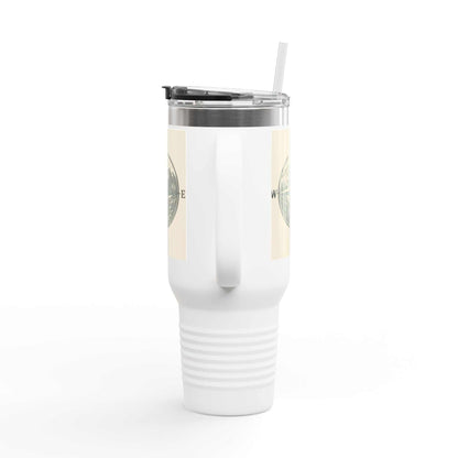 40oz Montana Compass Travel Mug with ergonomic handle and leak-proof lid.