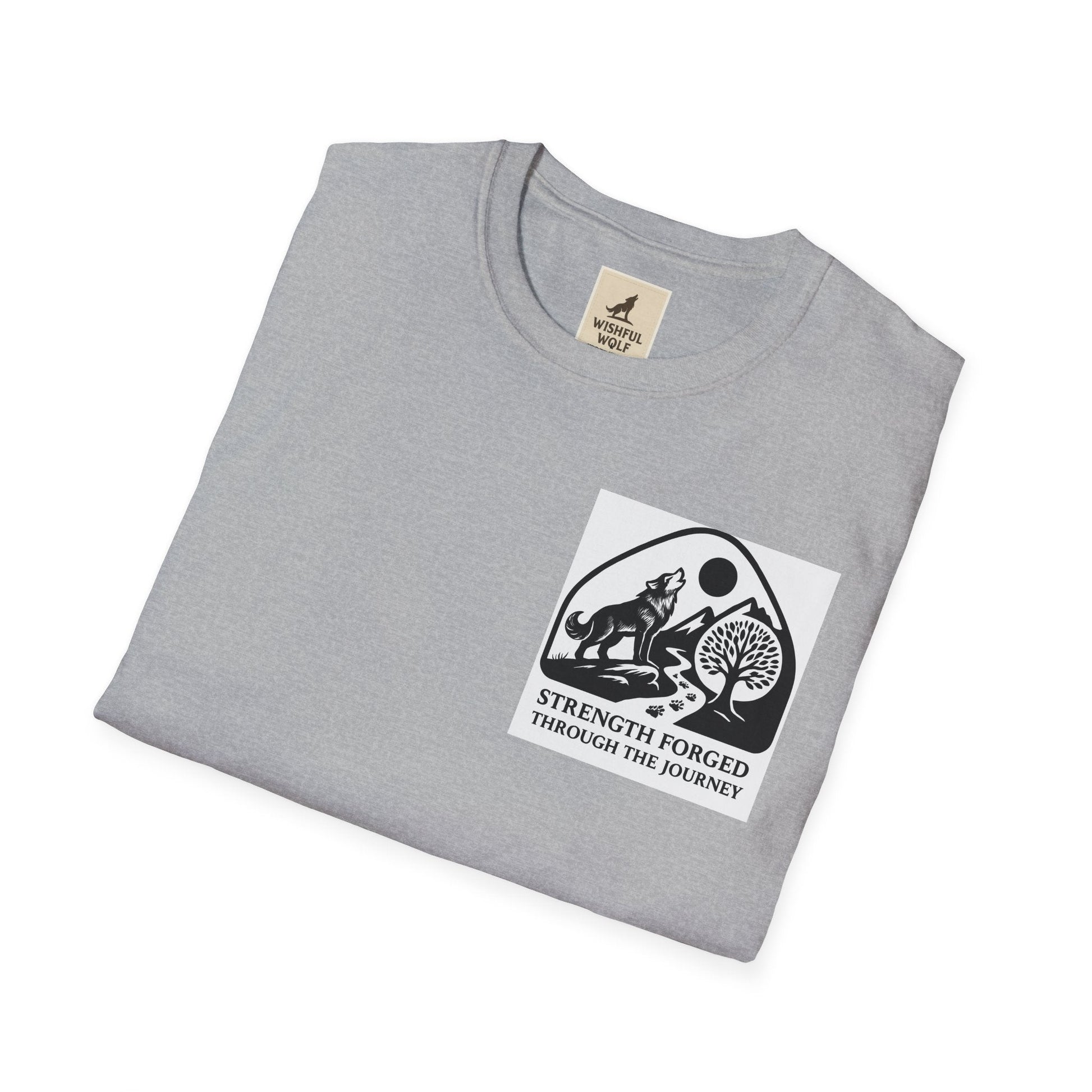 Welding Gift T-Shirt with "Strength Forged" graphic, ideal for metalworkers, welders.