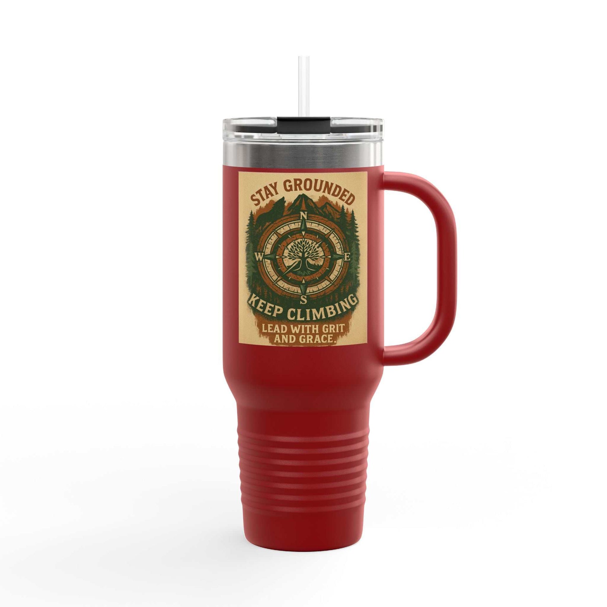 40oz Stay Grounded Travel Mug – Insulated tumbler with ergonomic handle, keeps drinks hot/cold, ideal for outdoor enthusiasts.