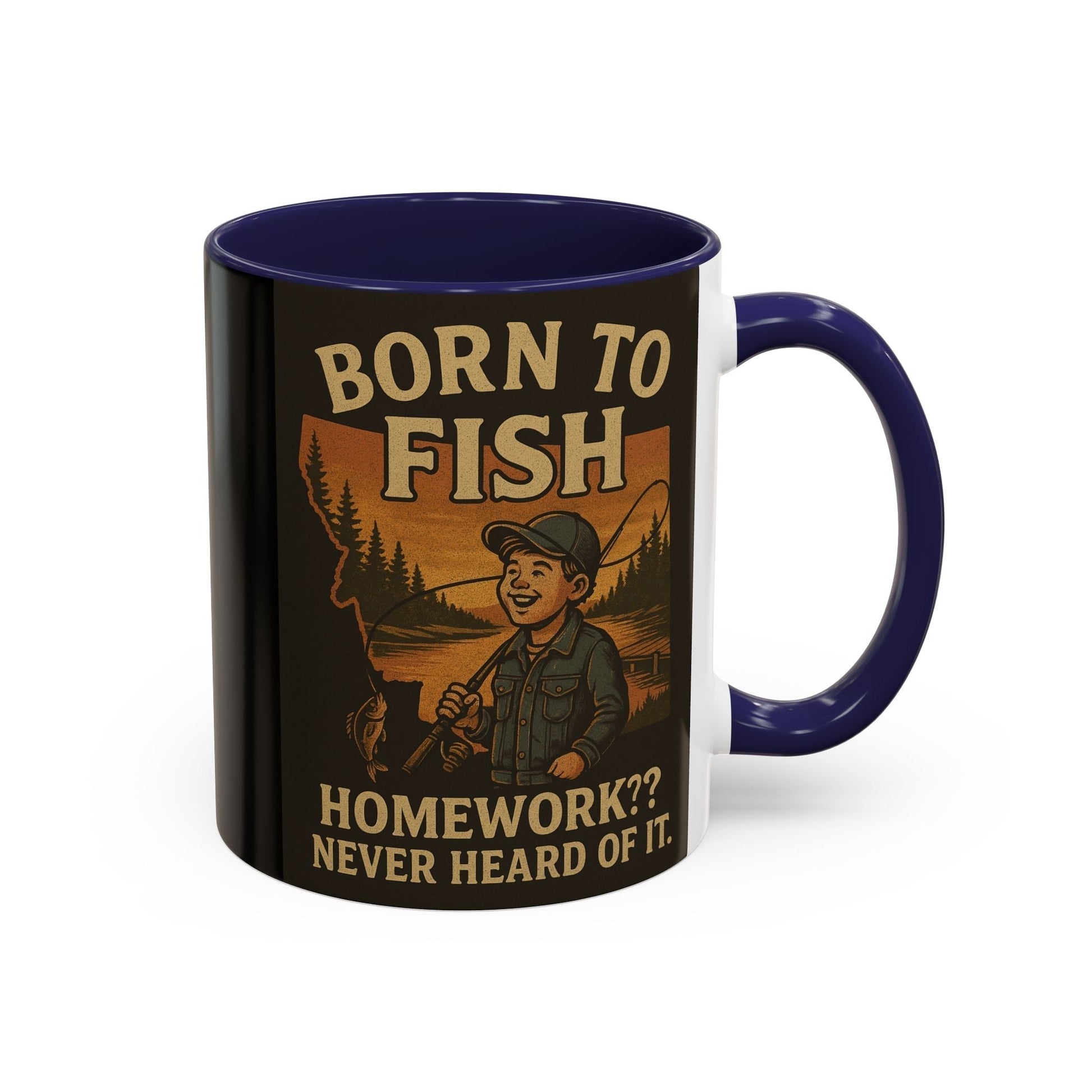 Retro Fishing Mug – Funny Coffee Cup Gift for Anglers & Campers