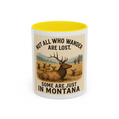 Rustic elk design on Montana Adventure Mug with nature-inspired imagery, perfect for outdoor enthusiasts.