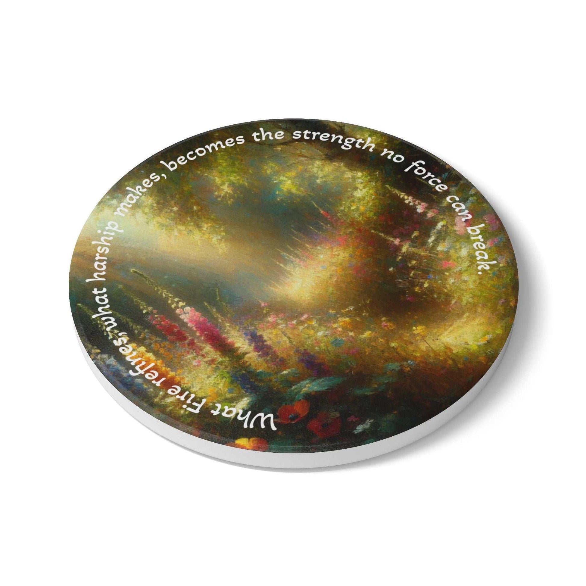 Meadow Strength Ceramic Coaster – Inspirational Gift for Nature Lovers