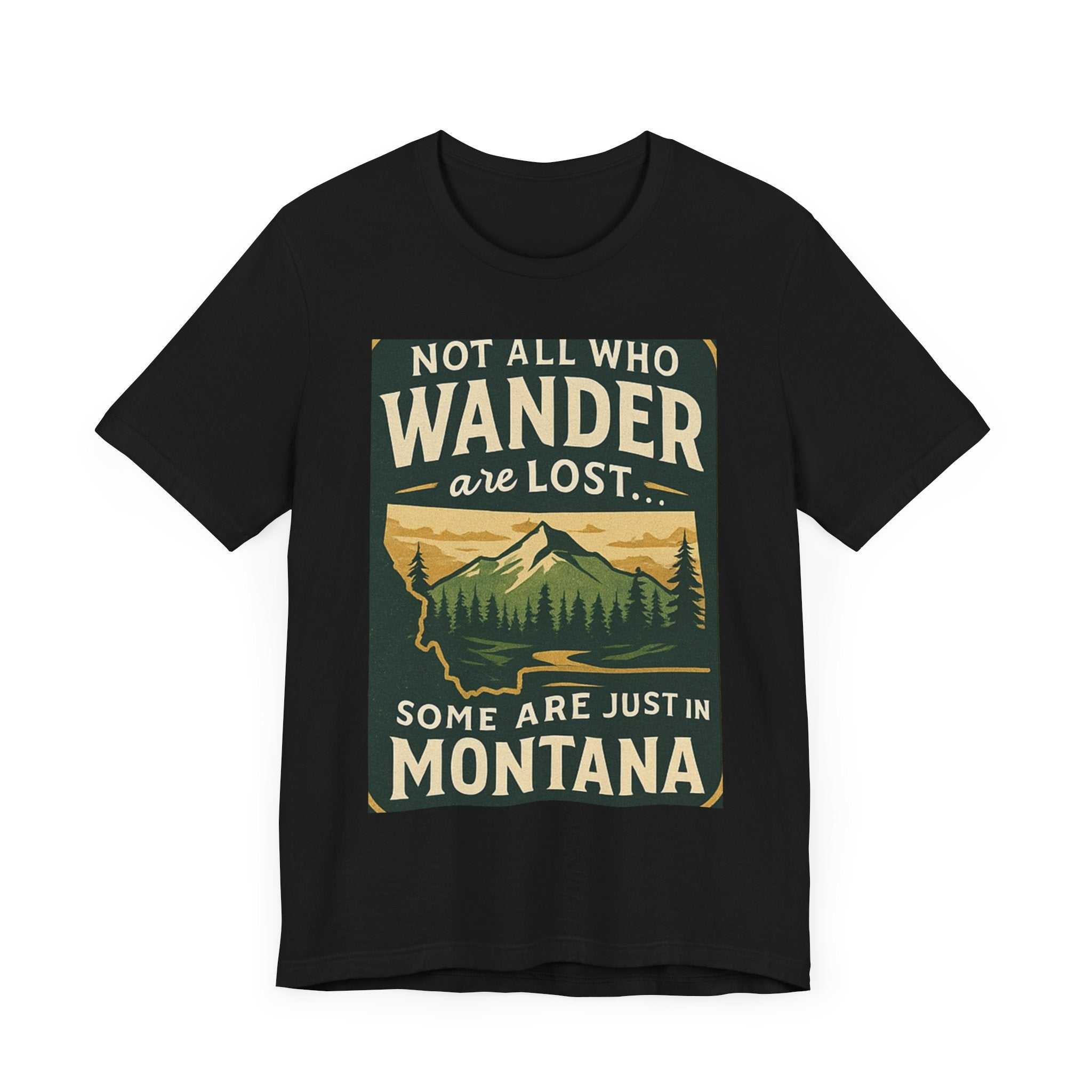 Scenic outdoor adventure shirt featuring Montana's untamed beauty graphic, perfect for explorers.