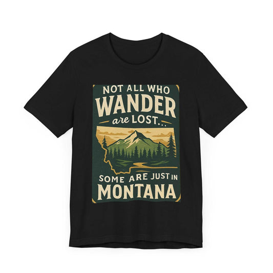 Scenic outdoor adventure shirt featuring Montana's untamed beauty graphic, perfect for explorers.
